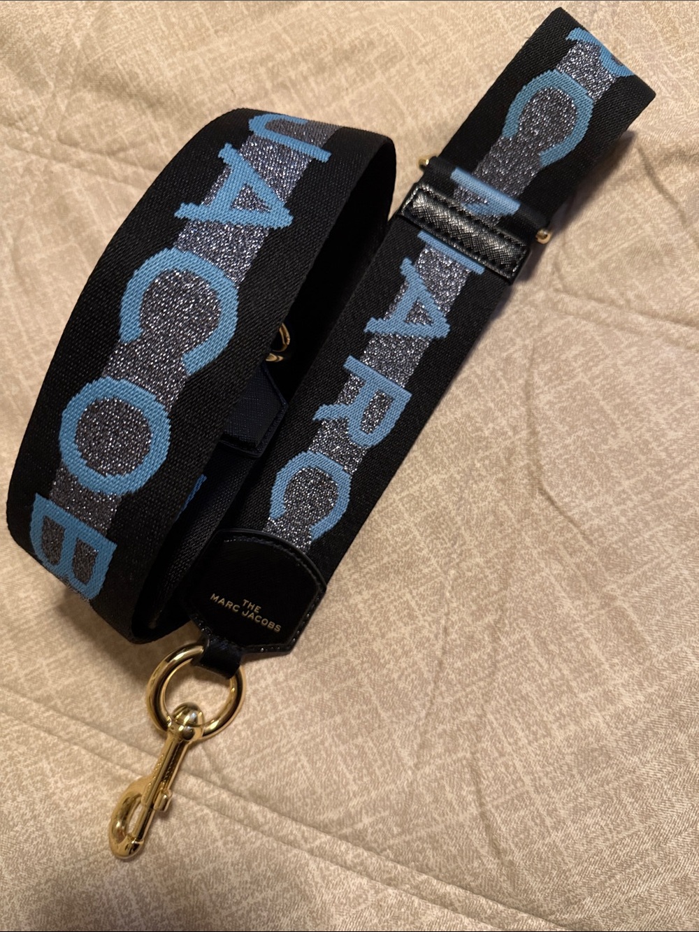 Marc Jacobs Black Strap with Light Blue Logo Text - Picture 5 of 5